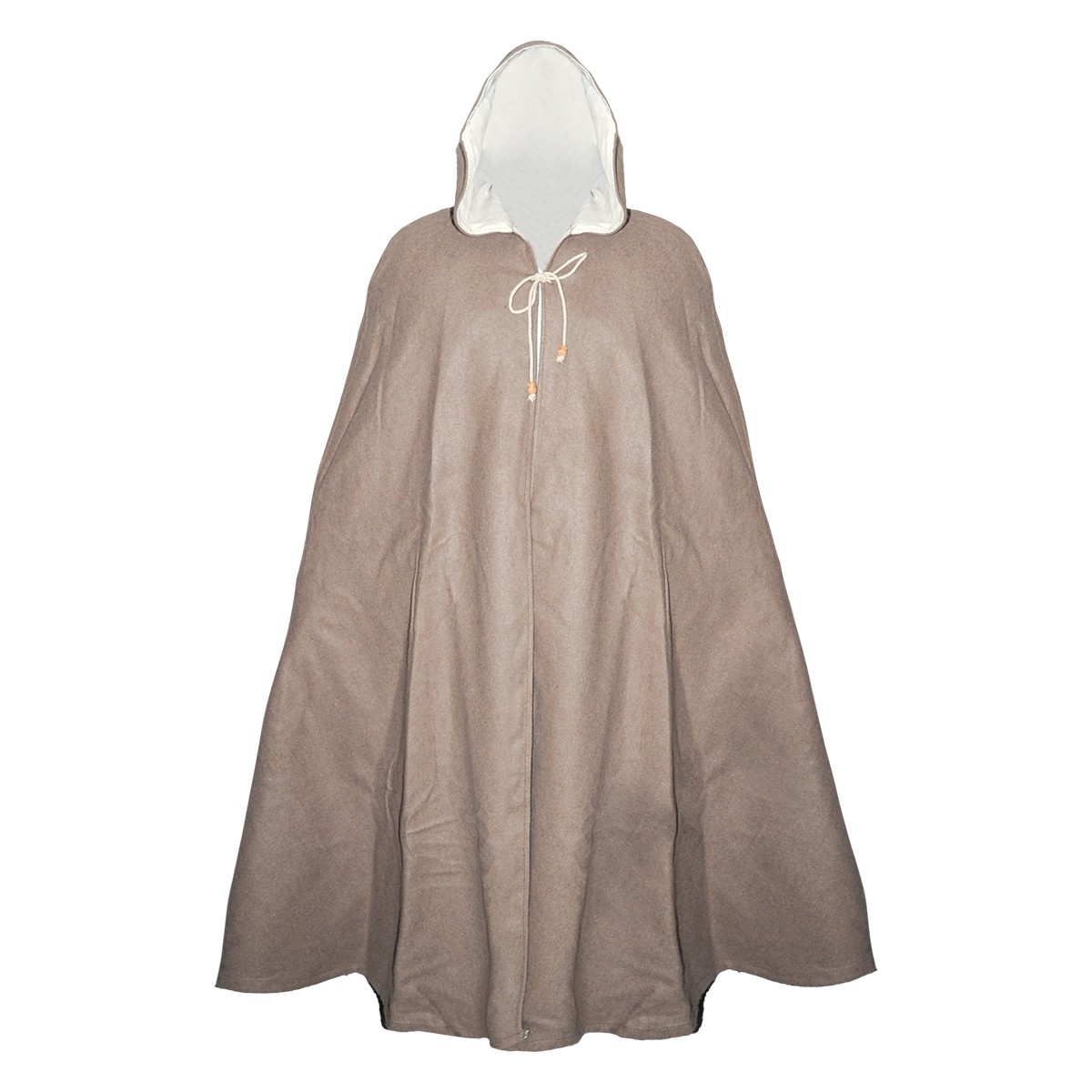 Natural Brown Medieval Hooded Cloak - Authentic Woolen and 100% Linen Lining Cape