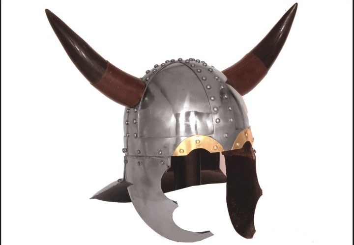 Viking Horned Helmet -16 Gauge Steel w/leather liner		