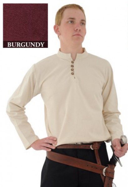 Handwoven Thick Cotton Shirt, Burgundy