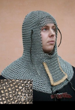 Chain cover with mouth protector - flat rings 9mm, half riveted (round rivet)