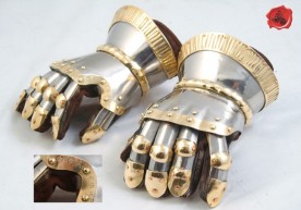 Churburg Gauntlets - 16 Gauge steel with Brass Decorations